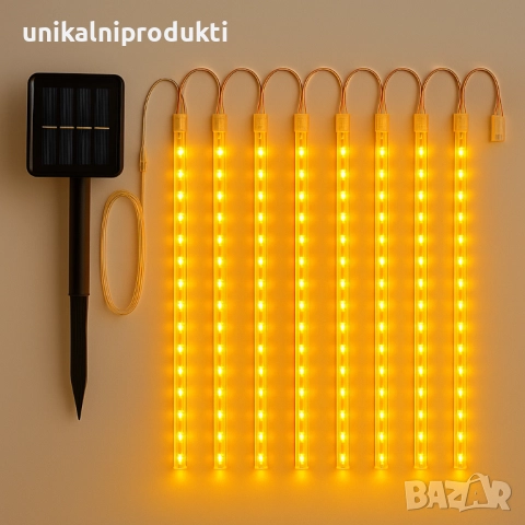 НАМАЛЕНИЕ 12.99 соларни коледни лампички падащ сняг 3м х 30см снежно синя светлина LED 