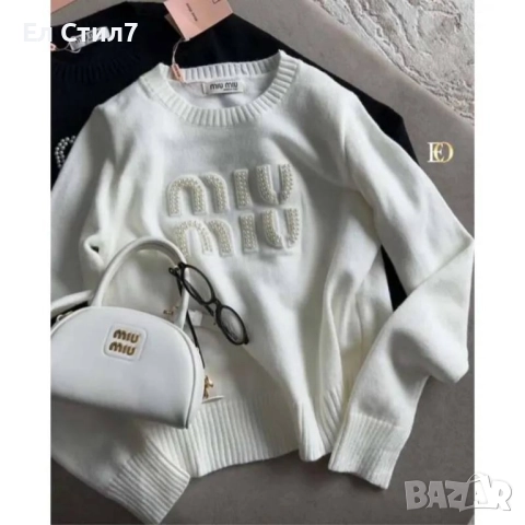 💎#Пуловер Пуловер Miu Miu Универсален размер гръдна до 120см Цена:55лв/28.12 € Еконт, снимка 2 - Блузи с дълъг ръкав и пуловери - 52309838