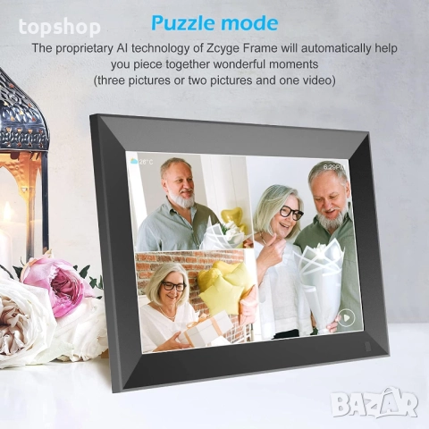 Нова Zcyge Smart Cloud Цифрова фоторамка Wifi 10.1 инча Записващи рамки за снимки Вградена 32GB ..., снимка 6 - Друга електроника - 52348385