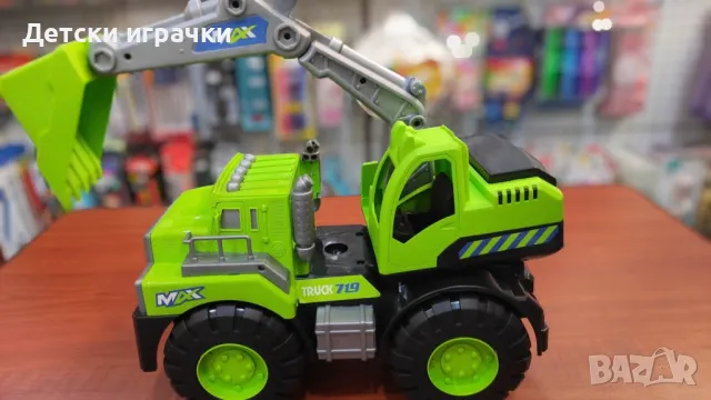 Камион багер зелен/оранжев, голяма строителна машина, снимка 4 - Коли, камиони, мотори, писти - 50226410