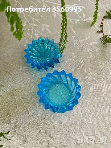 Захарница стъклена с тюркоазено син цвят, снимка 2 - Аксесоари за кухня - 52116246
