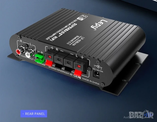 Аудио усилвател за тонколони и бас, стерео аудио система, Bluetooth, USB, домашен, автомобилен, AUX, снимка 2 - Тонколони - 50980023