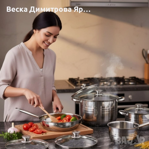 Комплект съдове от неръждаема стомана – 12 части - Готви като професионалист у дома, снимка 5 - Съдове за готвене - 52084650
