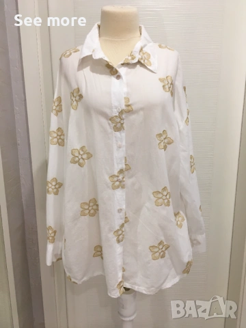 New Star Italy риза с бродирани златни цветя С/М