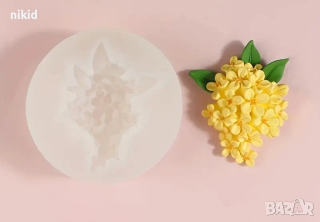 люляк цветя с листа силиконов молд форма фондан шоколад гипс смола декор, снимка 3 - Форми - 49788535