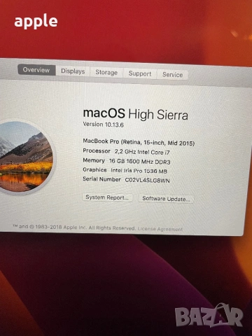 15" Core i7 MacBook A1398 (2015-IG)-i7/16GB RAM/512GB SSD, снимка 8 - Лаптопи за дома - 53258038