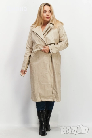 Кожен бежов тренч Forever 21, снимка 6 - Палта, манта - 52035514