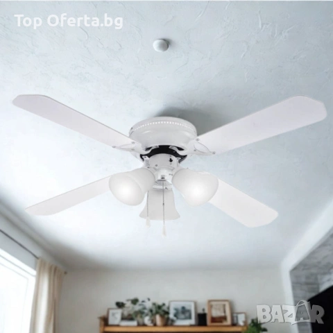 Таванен вентилатор Muhler с осветление, 107 см, 4 перки, снимка 3 - Вентилатори - 53776470