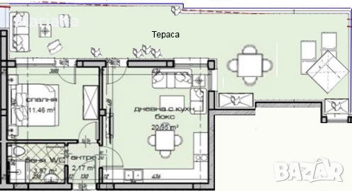 Просторен двустаен апартамент с голяма тераса, снимка 7 - Апартаменти - 52121301