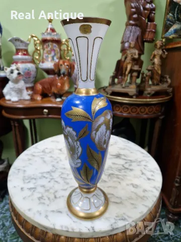 Чудесна рядка антикварна колекционерска ваза Бохемия , снимка 2 - Вази - 50263076