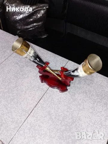 Дърворезбован орел-52см, рогове за вино с поставка, снимка 8 - Декорация за дома - 49700937