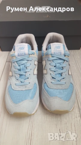 Сини дамски велурени маратонки New Balance 574 Classic р-р EUR38, снимка 3 - Маратонки - 51240649