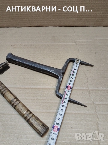 Комплект Стари Ковани Чук С Наковалня За Клепане На Коси 1кг. НОМЕР 1496., снимка 11 - Антикварни и старинни предмети - 53940522