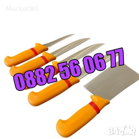 Комплект от професионални месарски ножове и сатър 5 части + подарък брус за заточване, снимка 5 - Други - 51775691