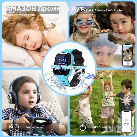 EUNICECG Детски смарт часовник за момичета/HD камера/GPS/будилник/игри/телефон/водоустойчив/SOS, снимка 3 - Смарт часовници - 52636830