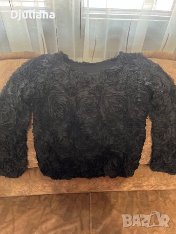 Уникална блуза с 3Д рози, снимка 1 - Блузи с дълъг ръкав и пуловери - 45539074
