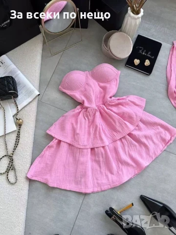 Дамска Розова Разкроена Рокля - 2 Налични Цвята Код A681, снимка 3 - Рокли - 50743091