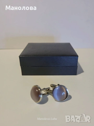 Винтидж копчета за ръкавели в сребристо-син цвят и камък с ефект котешко око., снимка 2 - Други - 53253551