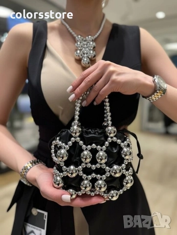 Дамска чанта - черно със сребристо - 5ZA13601

, снимка 1 - Чанти - 43192750