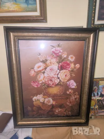 Картина в рамка със стъкло Рози 70/55 см