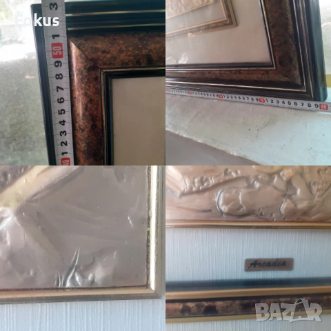 Стара сребърна картина с множество маркировки и хубава рамка, снимка 7 - Антикварни и старинни предмети - 53429466