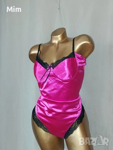 L Боди от еластичен плътен сатен в циклама, снимка 5 - Корсети, бюстиета, топове - 51874687