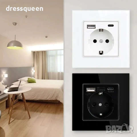 4620 Универсален Бял Контакт с 2 USB Порта за Едновременно Зареждане, снимка 2 - Ключове, контакти, щепсели - 53822278