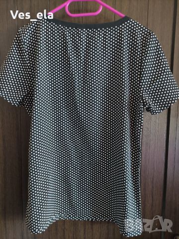 блуза на точки в черно и бяло , снимка 3 - Тениски - 45537101
