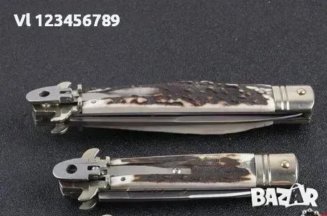 Сгъваем автоматичен нож - стилето , с чирени от еленов рог, 85x195, снимка 8 - Ножове - 50495677