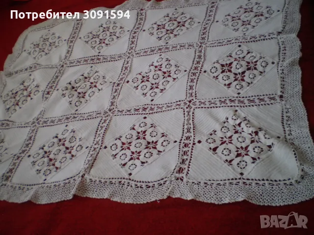  Ретро плетена на една кука покривка в цвят капучино 95 см на 128 см, снимка 9 - Антикварни и старинни предмети - 50181611