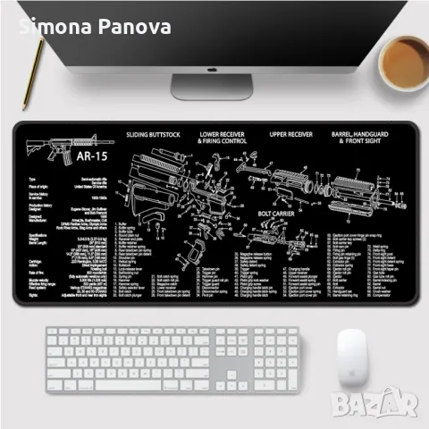 Геймърска подложка за мишка за цяло бюро AR-15, снимка 1 - Клавиатури и мишки - 47532878