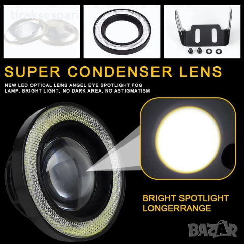 LED Халогени Лупи за Вграждане 76 мм с Ангелски Очи – Модел PG469, снимка 7 - Аксесоари и консумативи - 52823605