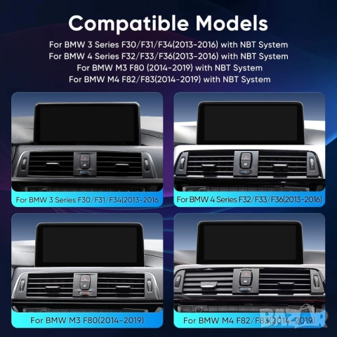 Мултимедия за BMW, NBT, 3, 4, серия, F30, F31, F32, F33, F34, F36, Android навигация, Андроид, екран, снимка 9 - Аксесоари и консумативи - 52570470