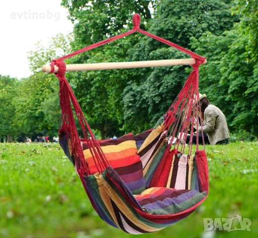 Удобен и здрав хамак с въжета – релакс на открито или на терасата, снимка 6 - Градински мебели, декорация  - 53906204