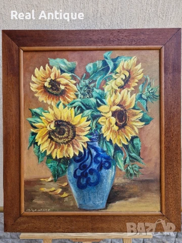 Страхотна антикварна авторска белгийска картина масло върху платно, снимка 3 - Антикварни и старинни предмети - 51050359