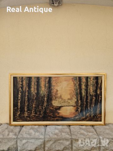Красива голяма антикварна картина масло върху платно , снимка 1 - Картини - 45541445