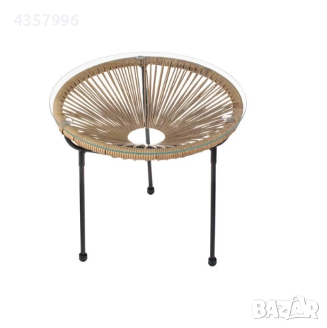 Декоративна масичка, Ратан и стъкло, Метал