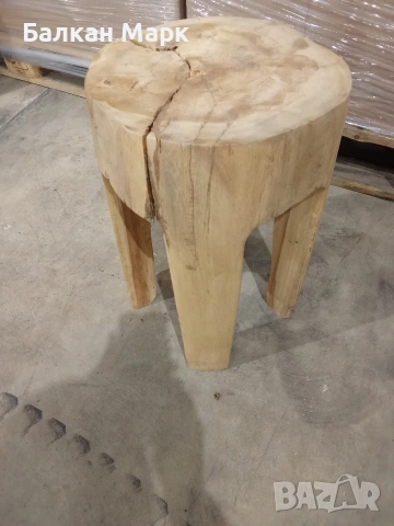 Масивно дървено столче/масичка (∅28 см, H41 см) – ЗА РЕСТАВРАЦИЯ, снимка 8 - Столове - 54063203