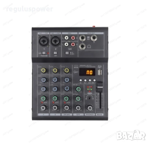 Смесителен пулт 4 канален RP-F4 A, Bluetooth,USB Player, DJ Mixer, EQ 2 Band , снимка 3 - Аудиосистеми - 51151586
