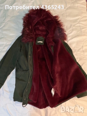 Дамско зимно яке с качулка и червен Пух размер XL, снимка 5 - Якета - 52574915