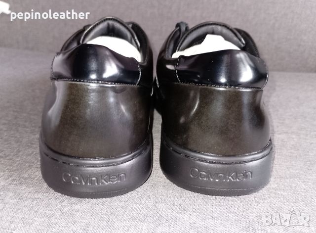 CALVIN KLEIN Forster B4F2103 Shark Lace up Low Sneakers Shiny Black Leather, 43 и 44, снимка 3 - Спортни обувки - 46398228