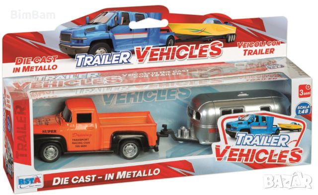 Комплект ретро пикап с каравана / RS Toys, снимка 1 - Коли, камиони, мотори, писти - 45808812