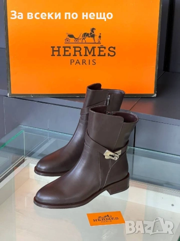 Hermes Дамски Кафеви Боти Хермес Код E1234, снимка 5 - Дамски боти - 53754807