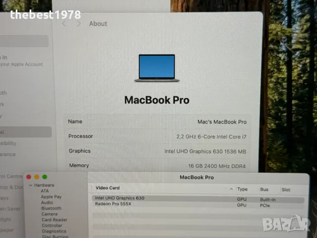 MacBook Pro 15 2018`Core i7-8750H/16GB RAM/256GB SSD/AMD PRO 555X-4GB, снимка 6 - Лаптопи за работа - 49430945