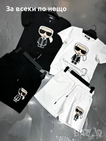 Karl Lagerfeld Дамски Памучен Летен Комплект С Бродирано Лого👚🩳Дамски Къс Екип - 2 Цвята Код A526