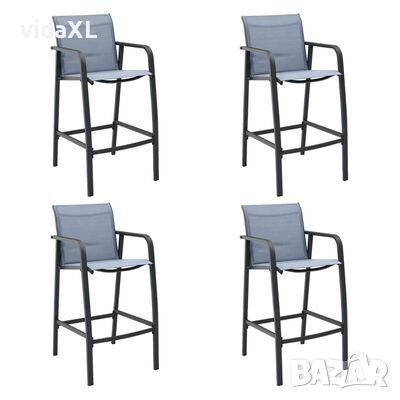 vidaXL Градински бар столове, 4 бр, сиви, textilene（SKU:48119, снимка 1 - Градински мебели, декорация  - 45387996