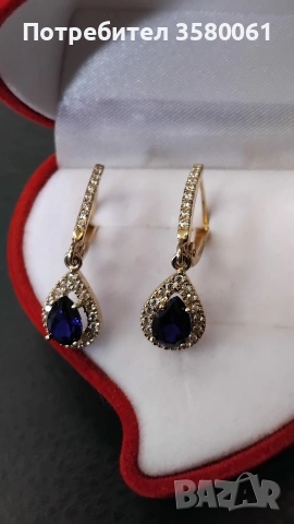 Златни обеци с камъни , снимка 3 - Обеци - 54095598