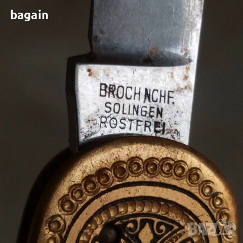 ППозлатен немски нож. Солинген., снимка 3 - Антикварни и старинни предмети - 54182742