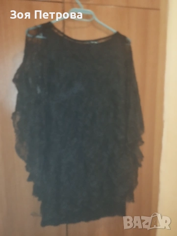 Черна дантелена блуза - тип пончо!, снимка 2 - Туники - 53941392