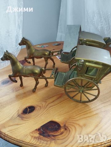 красиви бронзови колесници със коне, снимка 2 - Антикварни и старинни предмети - 45698594